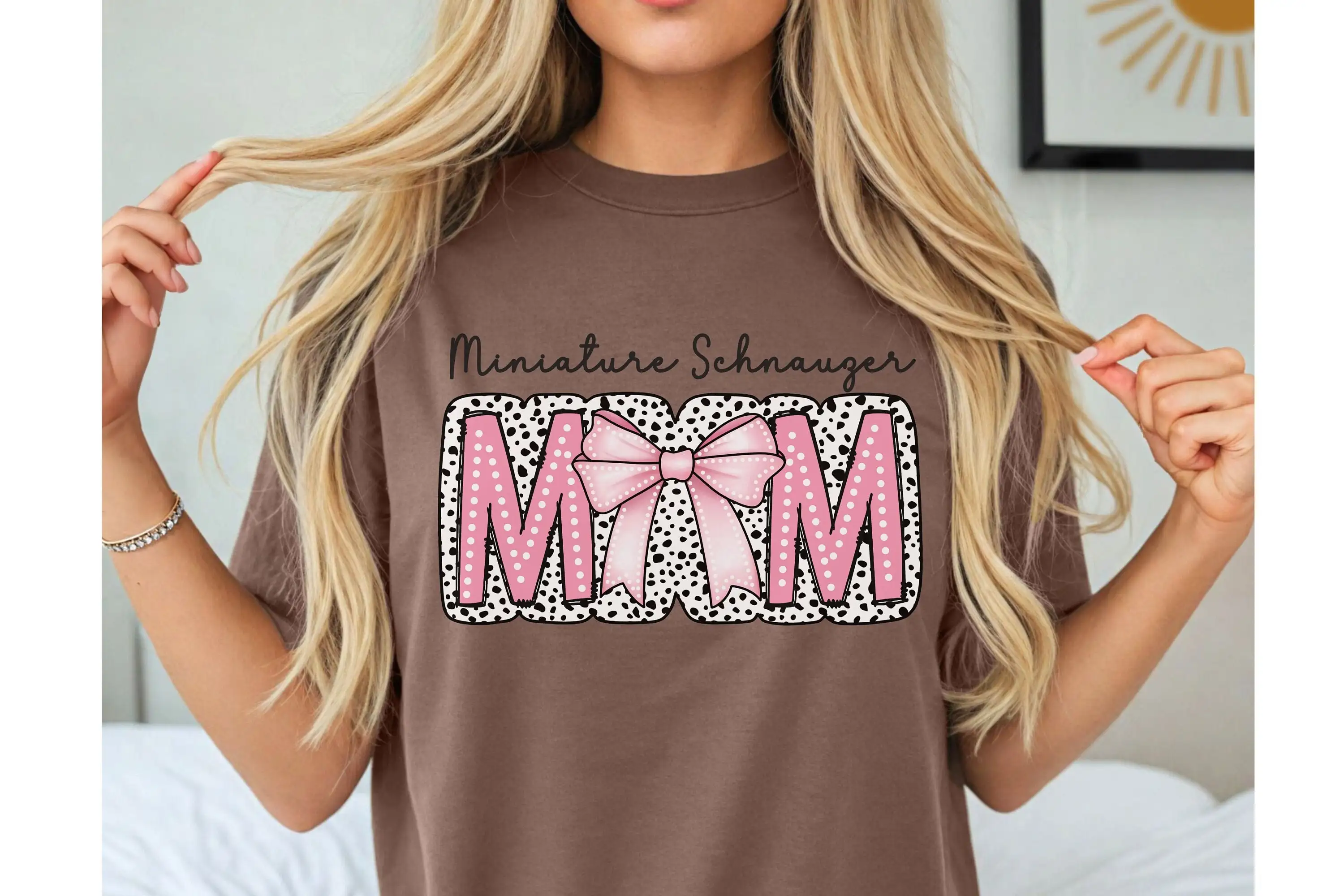 Girly Miniature Schnauzer Mama T Shirt Dalmation Dot Dog Comfort Colors