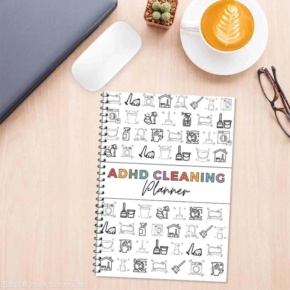 Cuaderno de Planificación de Limpieza del Hogar A4 con Lista de Verificación para Suministros de Oficina en Casa, Planificador de Limpieza Diaria y Semanal