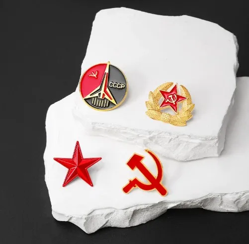 

Персонализированная брошь CCCP, брошь в советском стиле с пентаграммой молотка, булавка для воротника, эмблема шляпы, значок оптом, красный металл