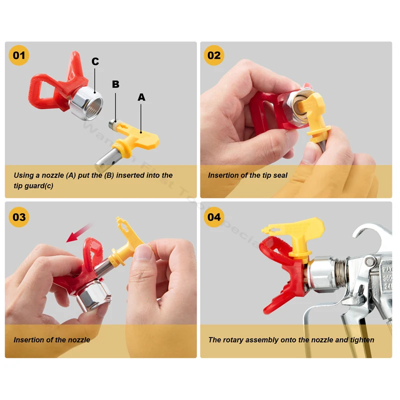 2 pezzi Airless Paint Spray Gun Tip Yellow per pistola Airless Paint Sprayer ugello #109-635