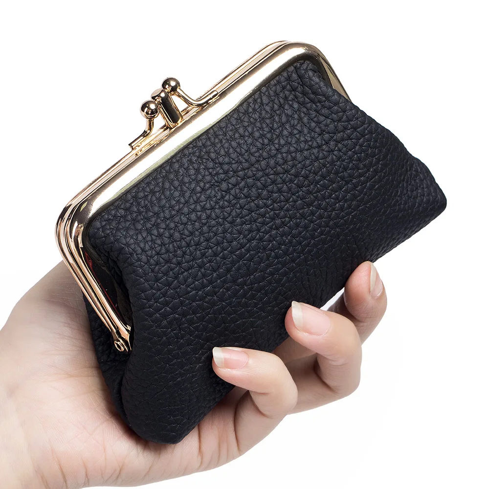 Double Layer Short Clutch Wallet Clip Bags Genuine Leather Coin Purse Card Holder Key Lipstick Storage Pouch Case For Women