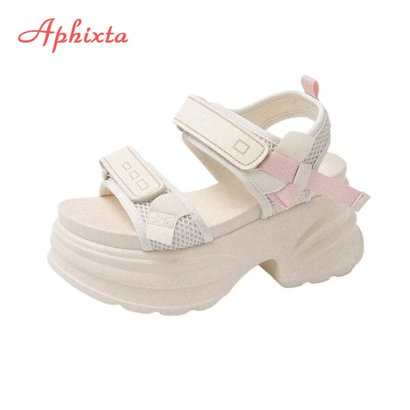 Platform Wedge Sandals for Women Adjustable Magic Tape Thick Sole Elevator Shoes Sport Sandals Ladies Trendy Walking Sandalias