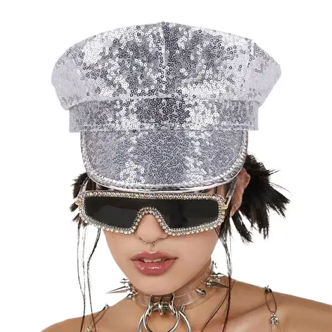 핫 카니발 크리스마스 다채로운 스팽글 네이비 모자, 멋진 스팽글 파티, 카니발 모자, 역할 코스프레 무대 공연, 팔각형 모자, 신제품 Best5