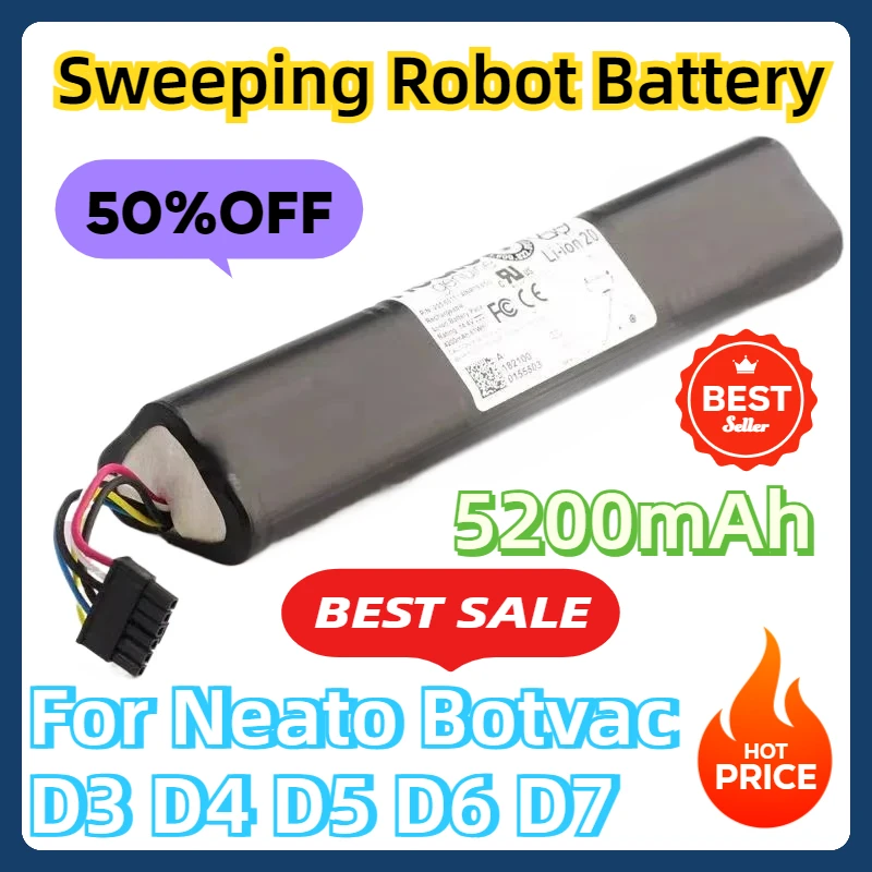 

For Neato Botvac D3 D4 D5 D6 D7 205-0011 Sweeping Robot Replacement Battery 5200mAh