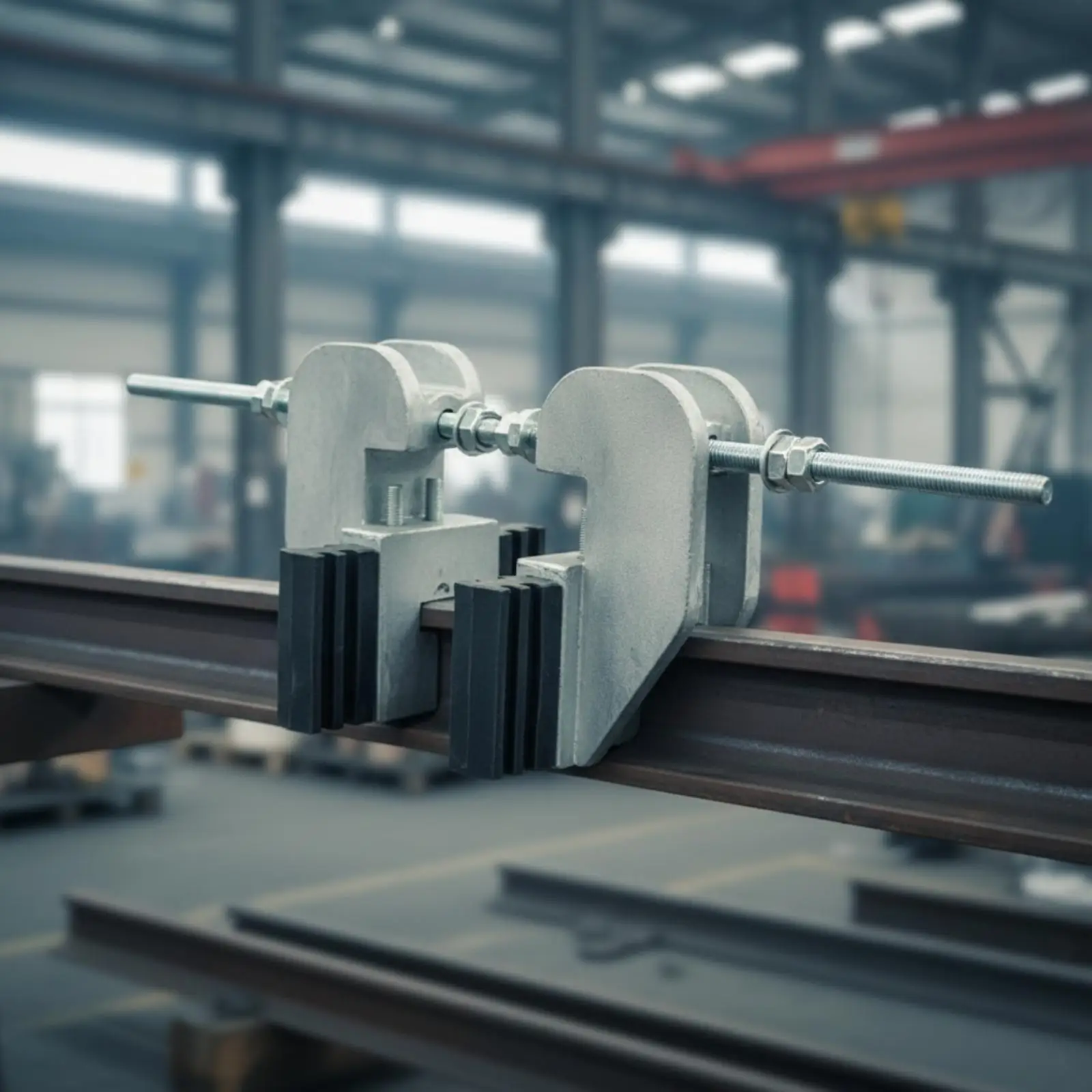 Crane Trolley End Stop Rubber Buffer Block Adjustable Mounting Bracket for Overhead Crane Beam Travel Limiter Aluminum Plate