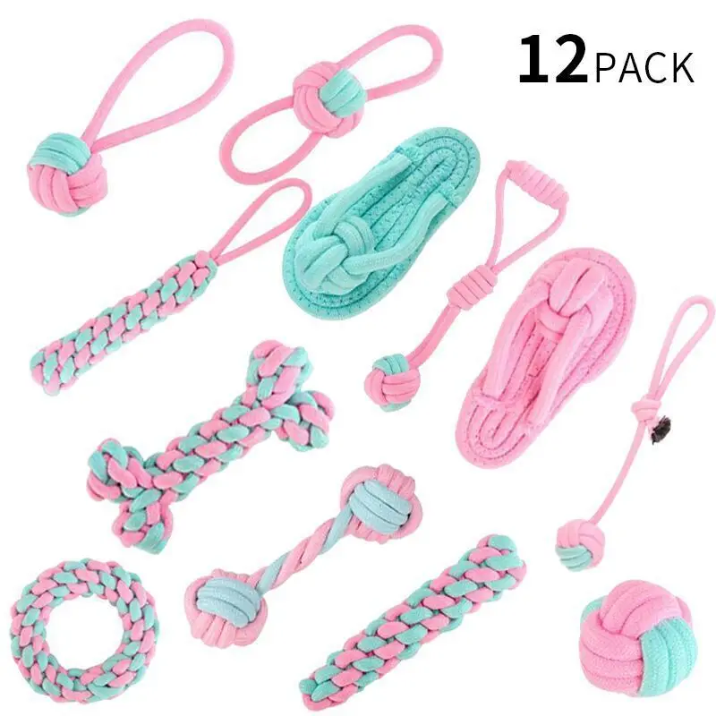 Dog Toys Set Teeth Grinding Dog Chewing Toys Pet Dog Pet Supplies Cotton Rope Teeth Cleaning Chewing Toys Set