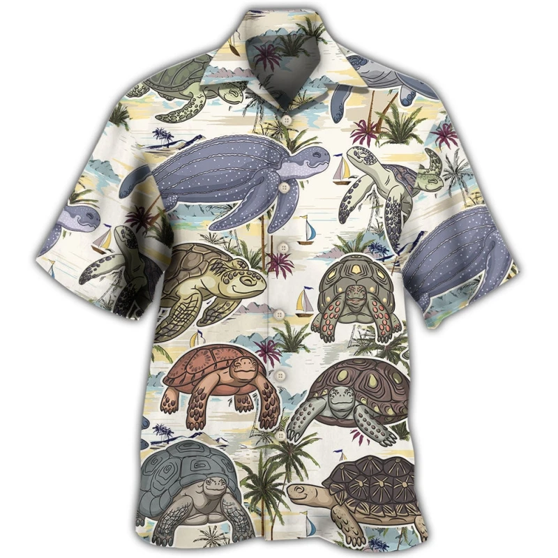 Vintage Men\'s Cuban Collar Shirts 3d Animal Print Short Sleeve Shirt For Men Summer Quick Dry Oversized Hawaiian Shirts Top 2024