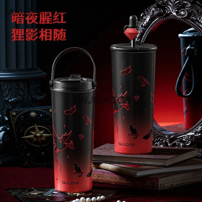 

Anime Game Love and Deepspace Cosplay Sylus Crimson Rapture 620ml Straw Thermos Cup Ceramic Stainless Steel Insulated Cups