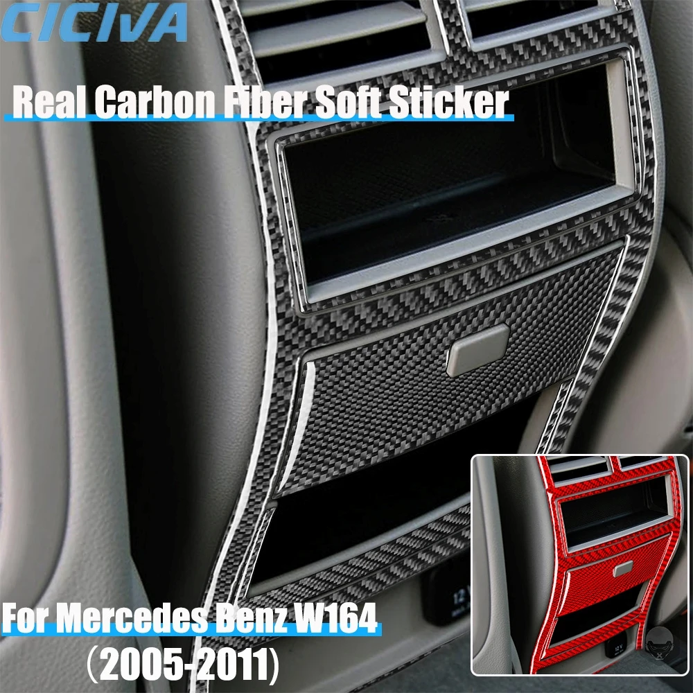 

Настоящее углеродное волокно, автомобильные аксессуары, задняя центральная рамка управления, набор накладок, мягкая наклейка для Mercedes Benz M Class W164 2005-2011
