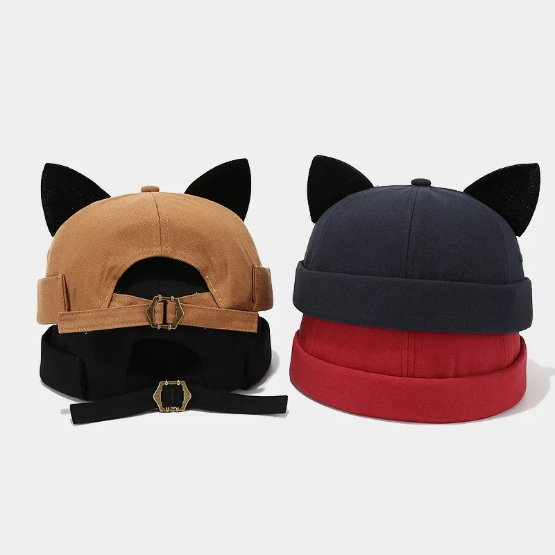 

Creative fashion cat ears simple light board landlord hat men and women personality trend shopping cute melon fur hat trendy hat