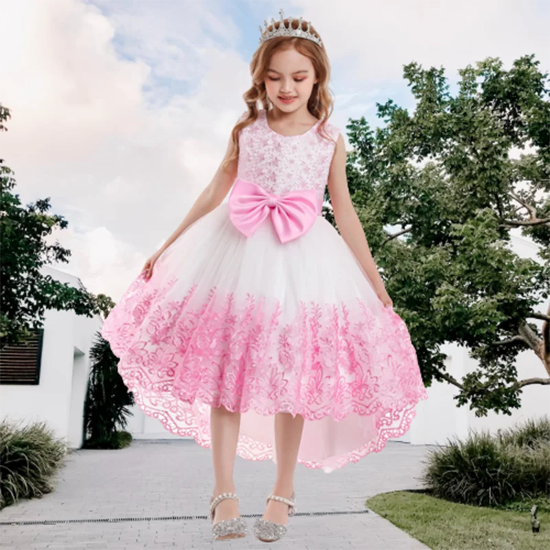 

Spring New Children'S Dress Princess Dress Runway Show Flower Child Wedding Dress Host Piano Performance Dress Play Gauze Fairy