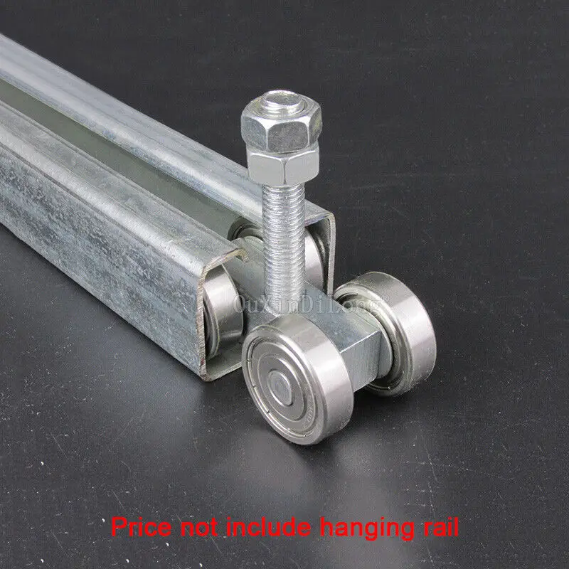 16PCS Heavy Duty Sliding Door Rollers Steel Rail Hanging Trolley Wheels Track Bearing Pulleys Loading 450KG (No Hanging Rail)