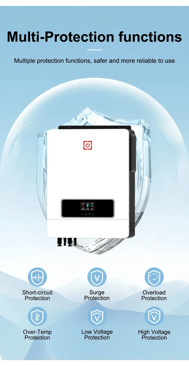 ECGSOLAX 10.2KW عاكس شمسي هجين MPPT 180A عاكس هجين خارج الشبكة بحد أقصى 500 فولت 48 فولت 230 فولت تيار متردد عاكس هجين للطاقة الشمسية