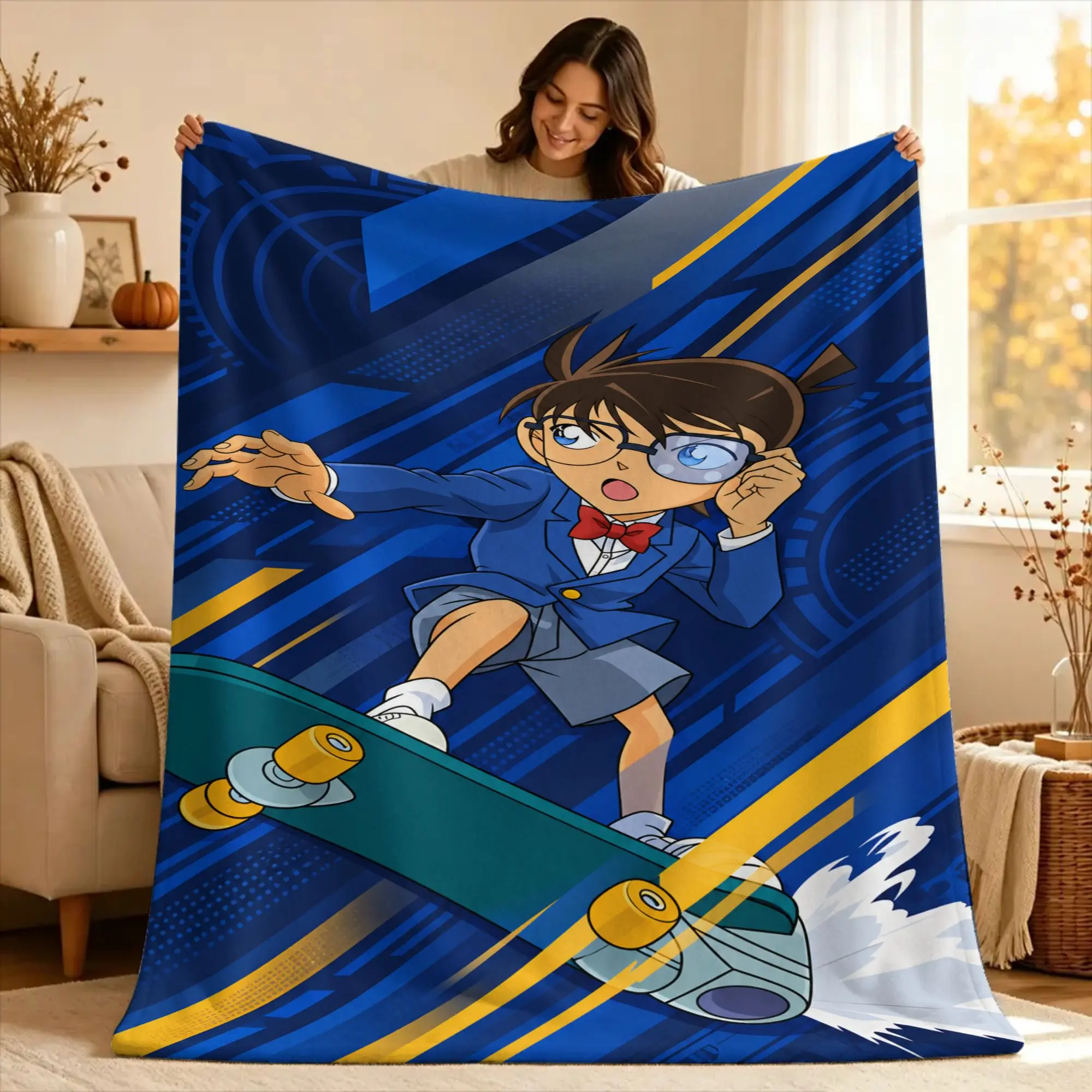 D-Detective C-Conan Flannel Blanket  Soft Durable Bedding Throws for Outdoor Travel Office Aesthetic Bedspread Sofa Bed Cover