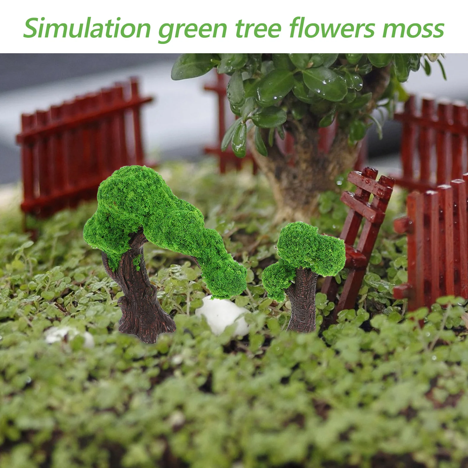 

6Pcs Artificial Green Trees and Moss Micro Landscape DIY Garden Decor Miniature Terrarium Accessories Fairy Garden