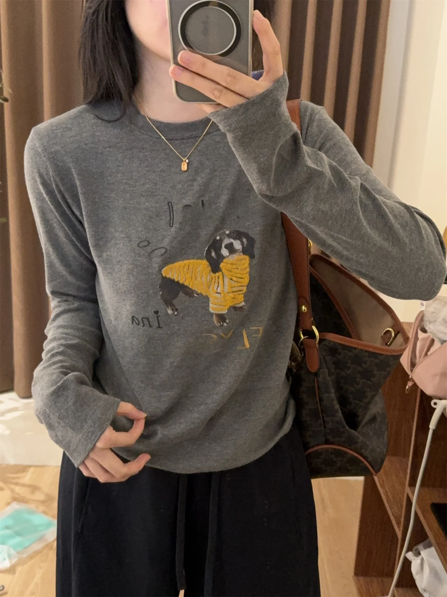 

Женская футболка с длинным рукавом, приятная к коже, высокоэластичная, с вышивкой, пушистая, с круглым вырезом, с принтом, из смесового хлопка, утолщенная...