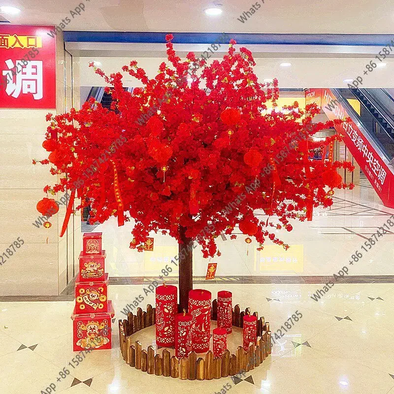 

Искусственный цветок сливы для декора внутри и снаружи помещений, для торговых центров, новогодний, большой красный конверт с пожеланиями, молитвенный, с цветами сливы, T