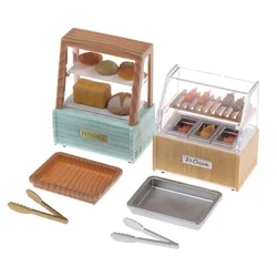 1P Dollhouse Miniature Mini Food Display Show Stand Cake Bread Dessert Cabinet Kanto Cooking Pantry Furniture Model Scene Props