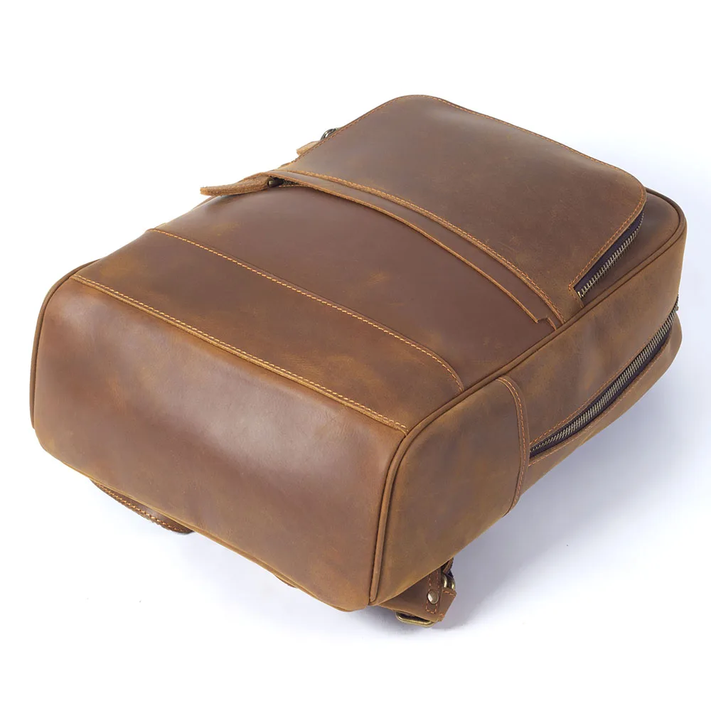S.WORKER Vintage Echtleder-Rucksack für Herren, Große Laptop-Schultertasche, Klassische Vintage Crazy Horse Reise- und Schultasche – Detail 17