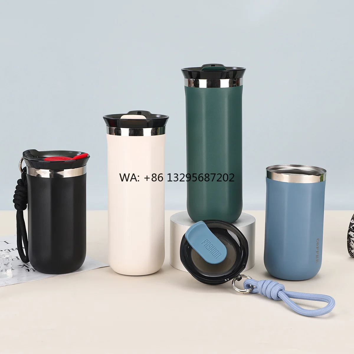 

Best Seller Portable Travel Coffee Mug 12oz 16oz Double Wall Stainless Steel Vacuum Coffee Tumbler with Rope Handle