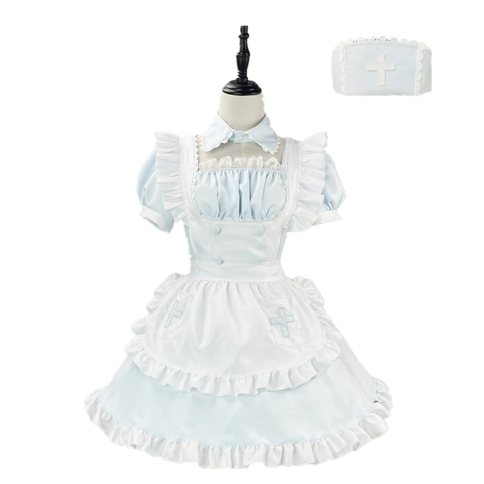

Lolita Dress Nurse Cosplay Costume Medical Maid Apron Outfit Stage Performance Fancy Outfit Party Scene Costumes for Halloween
