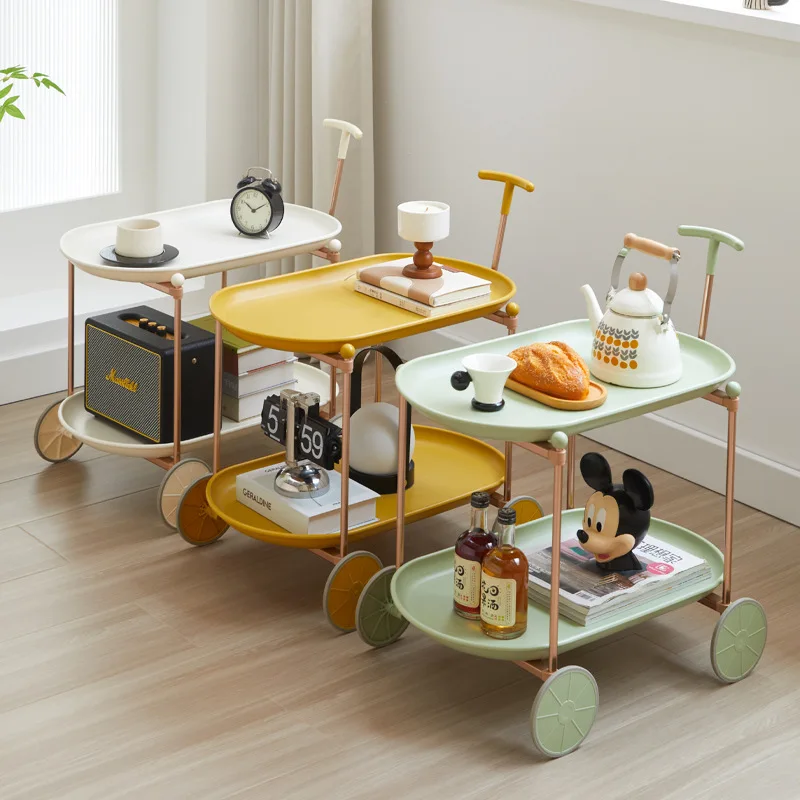 

Small fresh lunar rover shelf space aluminum storage rack movable living room creative lunar cart