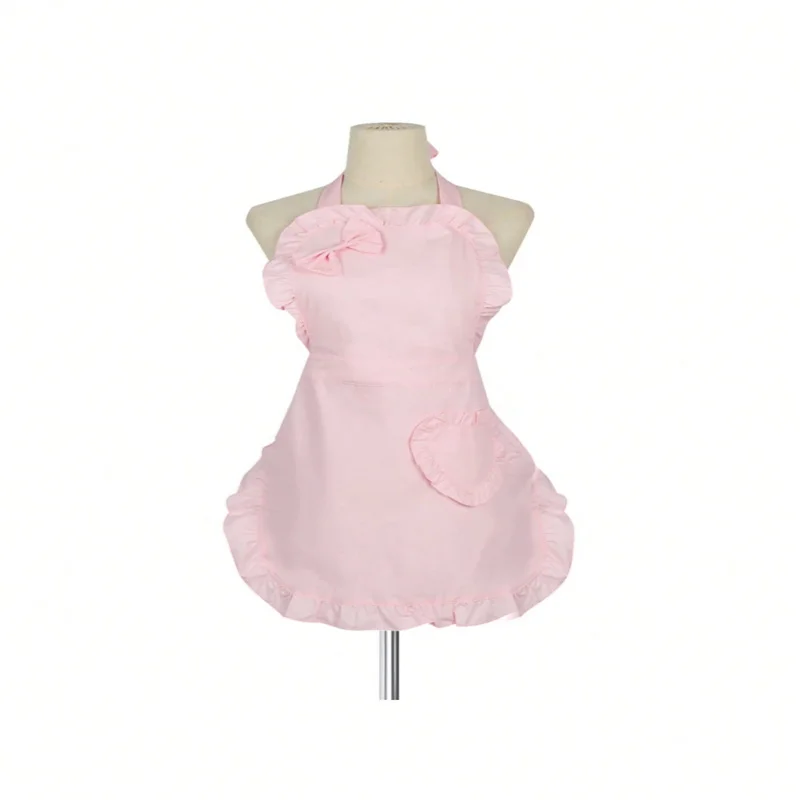 1pc Love Heart & Bowknot Design Waterproof & Oil-Proof Princess Apron, Perfect For Stylish Cooking At Hom