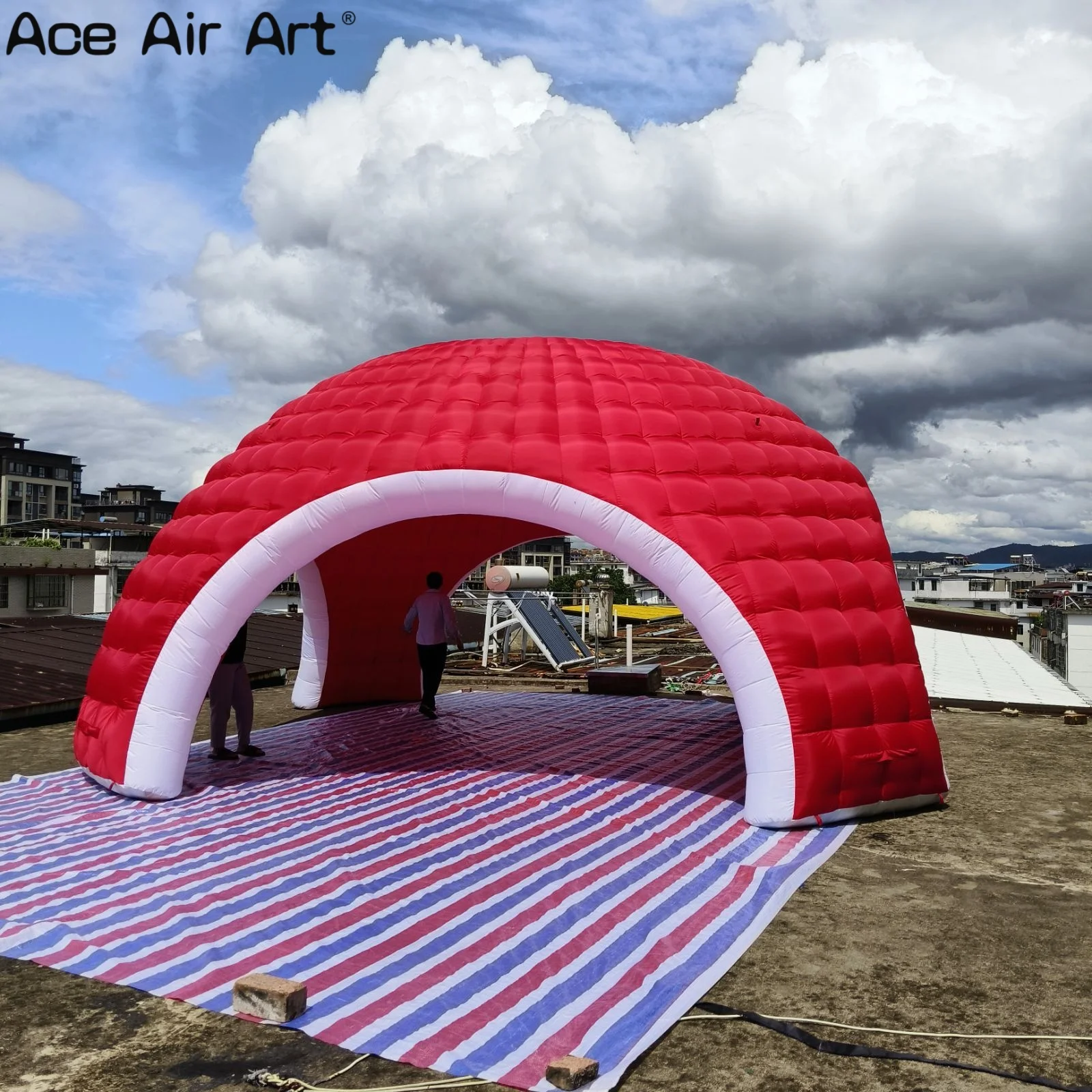 Dôme gonflable de tente Durable avec portes, dôme d'air demi-couverture rouge géant pour événements, fêtes et rassemblements en plein air