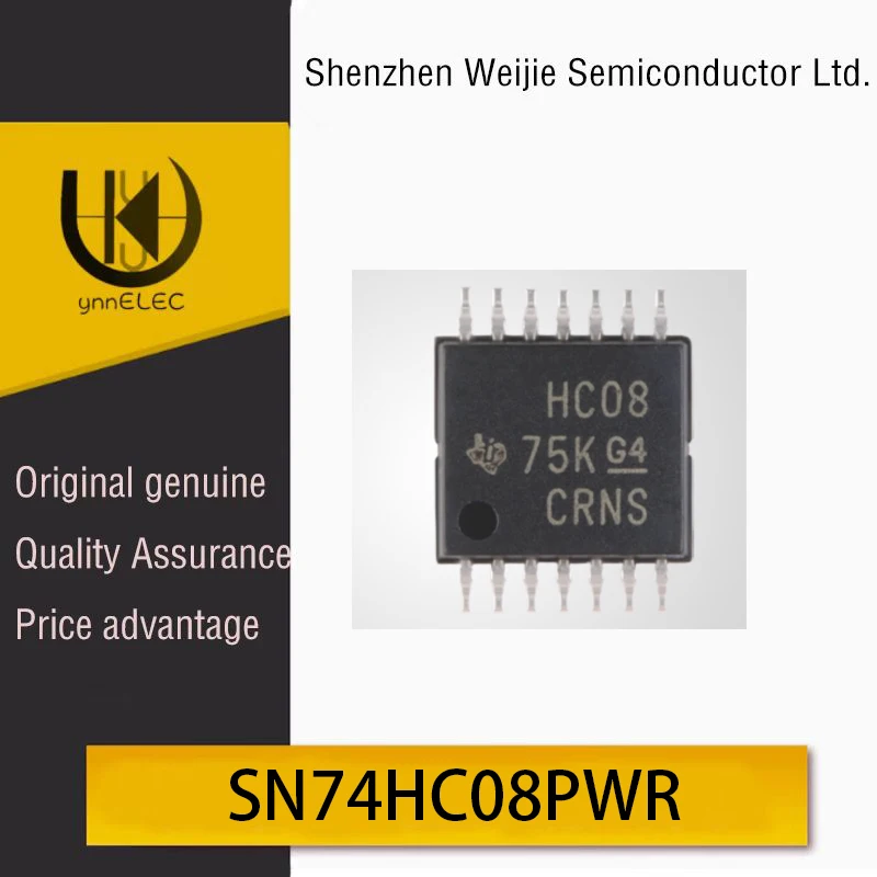 Genuine SN74HC08PWR TSSOP-14 Four-Channel 2-Input Positive AND Logic Chip Silkscreen: CH08