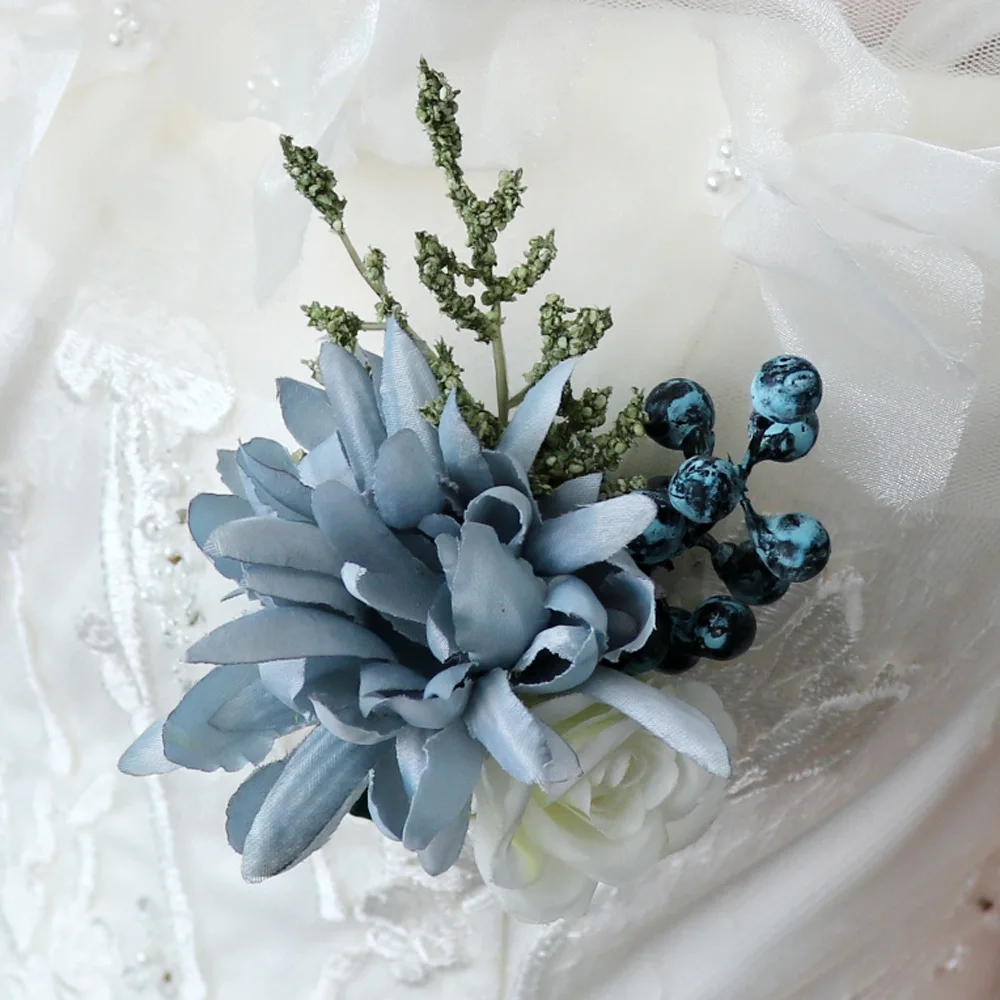 Boutonnière et Corsage de Poignet, Accessoires de Mariage, Marié et Mariée, 16% Meilleurs Amis, Simulation de Boule de Fleurs, Usine de Banquet