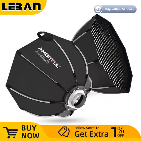 Ambitful QS65 65cm QS90 90cm Quickly Release Bowens Mount Octagon Softbox + Honeycomb Grid Outdoor Soft Box for Studio Flash