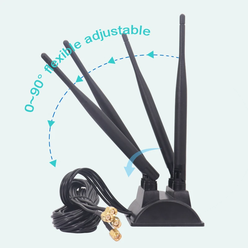 Imagem -05 - Antena Aérea Omni Wifi de Banda Dupla Cabo 4x4 2.4g 5.8g 15dbi Sma Rpsma Placa de Rede Roteador Modem com Base Magnética