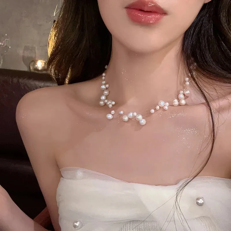 French Style Light Luxury Elegant Niche Design Pearl Multi-layer Pendant Necklace Fashion Women Sweet Jewelry Accessories Gift