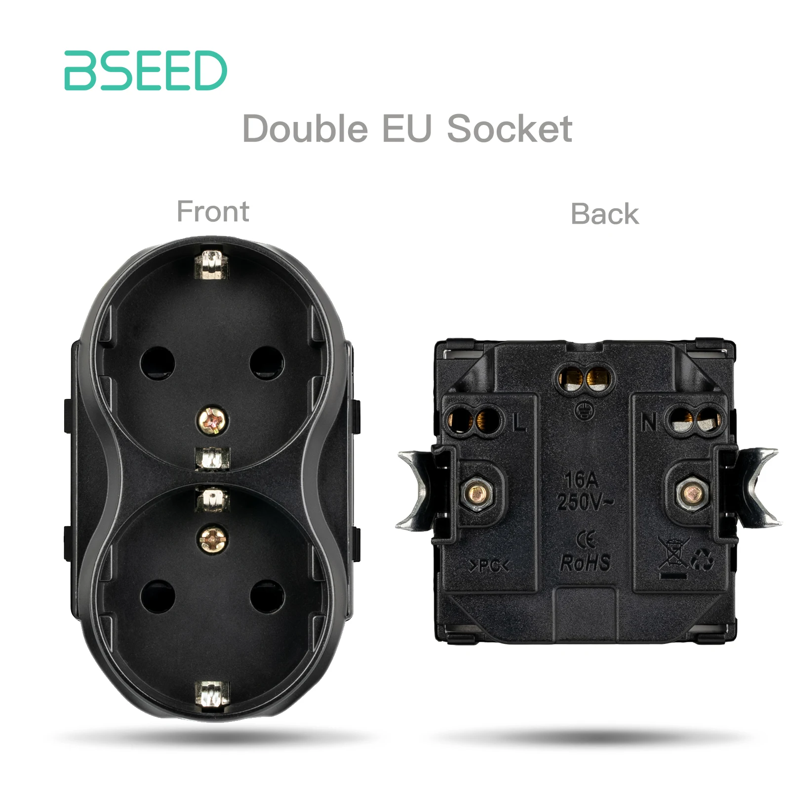 Bseed ปลั๊กเสียบ USB Type-C, ปลั๊กไฟฟ้าเสียบผนังสองช่องเสียบ USB ชิ้นส่วนอะไหล่ DIY ฟรีรวมกับกรอบ