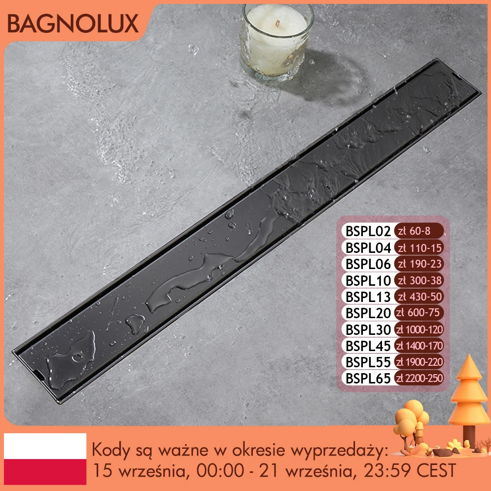 

Brushed Gold Bathroom Accessories Floor Drain Linear Shower Drain 304 Stainless Steel Tile Insert 60/80/90CM Bathroom Deodorize