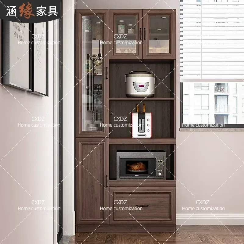 Medieval Style Wall Mounted Dining Side Cabinet Integrated Storage Locker for Kitchen Oven Microwave Cupboard 7G-220