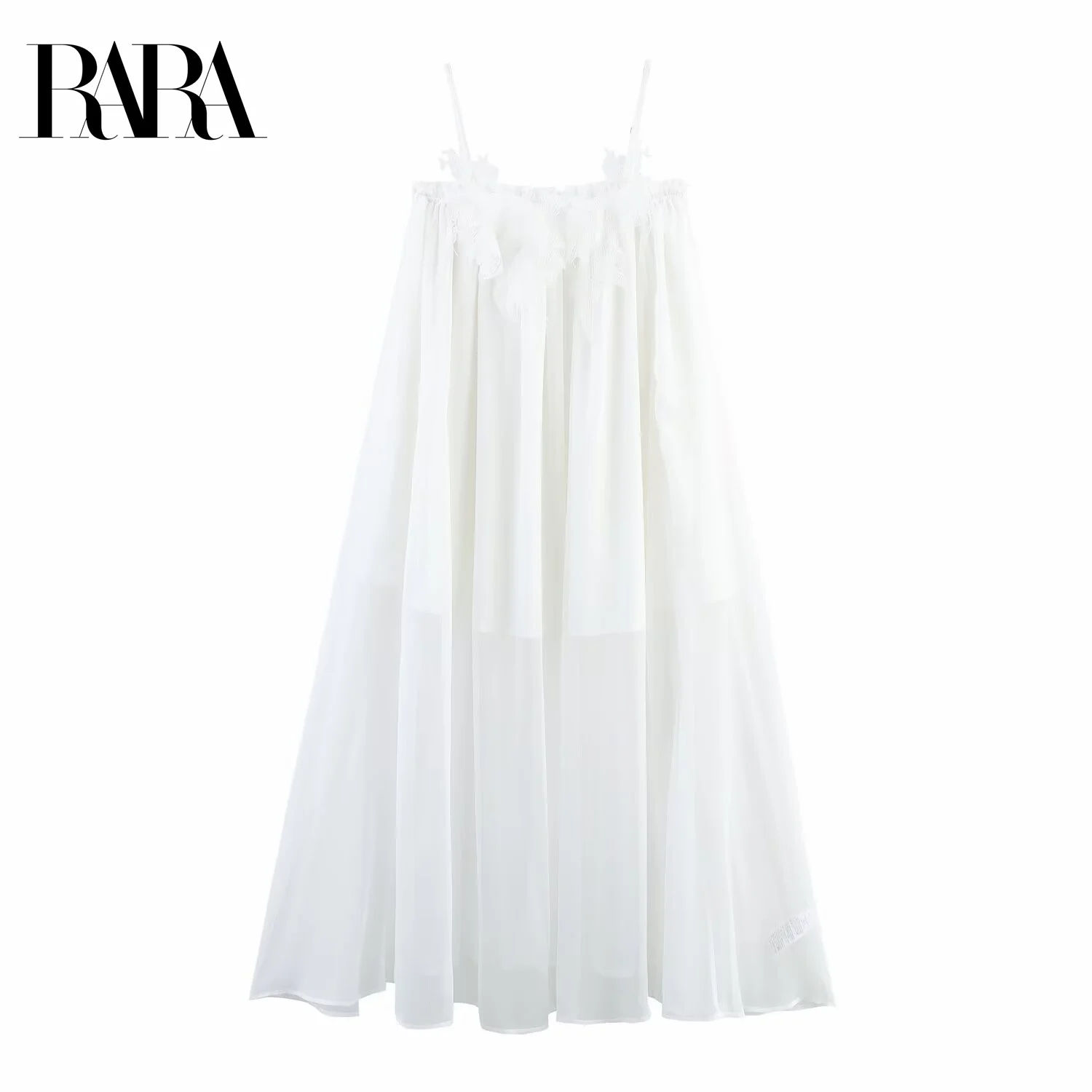

RARA2025 new summer women's casual fashion simple three-dimensional flower decoration sexy sling mid-length dress