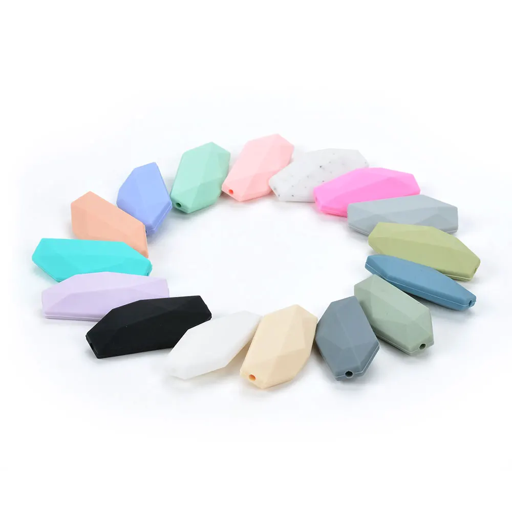 LOFCA 10pcs Salix Leaf Silicone Beads Baby Teething Beads Charm Silicone teether Baby Necklace Making Wholesale Chewing Beads