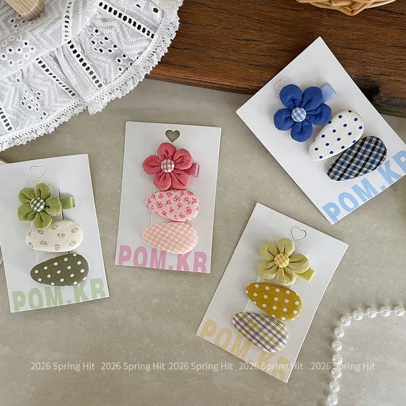 

Colorful Fabric Polka Dot Flower Hair Clip for Kids Sweet Floral All Covered Non Slip Cute Hair Accessories Daily Use Premium