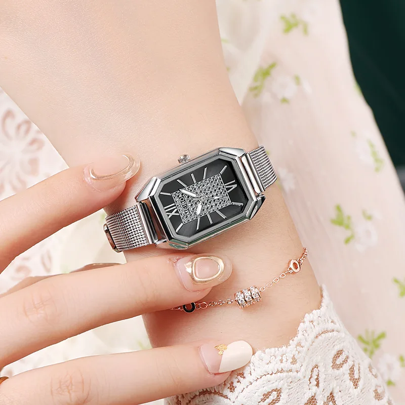 Women Luxury Famous Brand Watches Womens Stainless Steel Rectangle Quartz Watch For Women Fashion Dress Watches Relogio Feminino