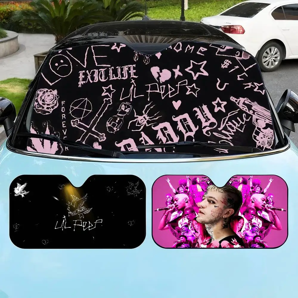 مغني الراب L-Lil P-Peep Hate Me شخصية الزجاج الأمامي ظلة غطاء السيارة الشمس الظل السيارات الشمس قناع سيارة يغطي سيارة الحماية الشمسية