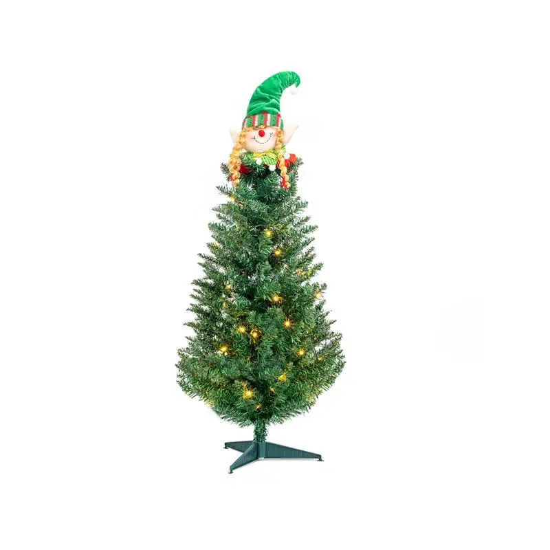 

3ft Christmas Tree with 129 Branches, Santa Claus Decor, PVC and Iron Bracket - Green Holiday Decoration
