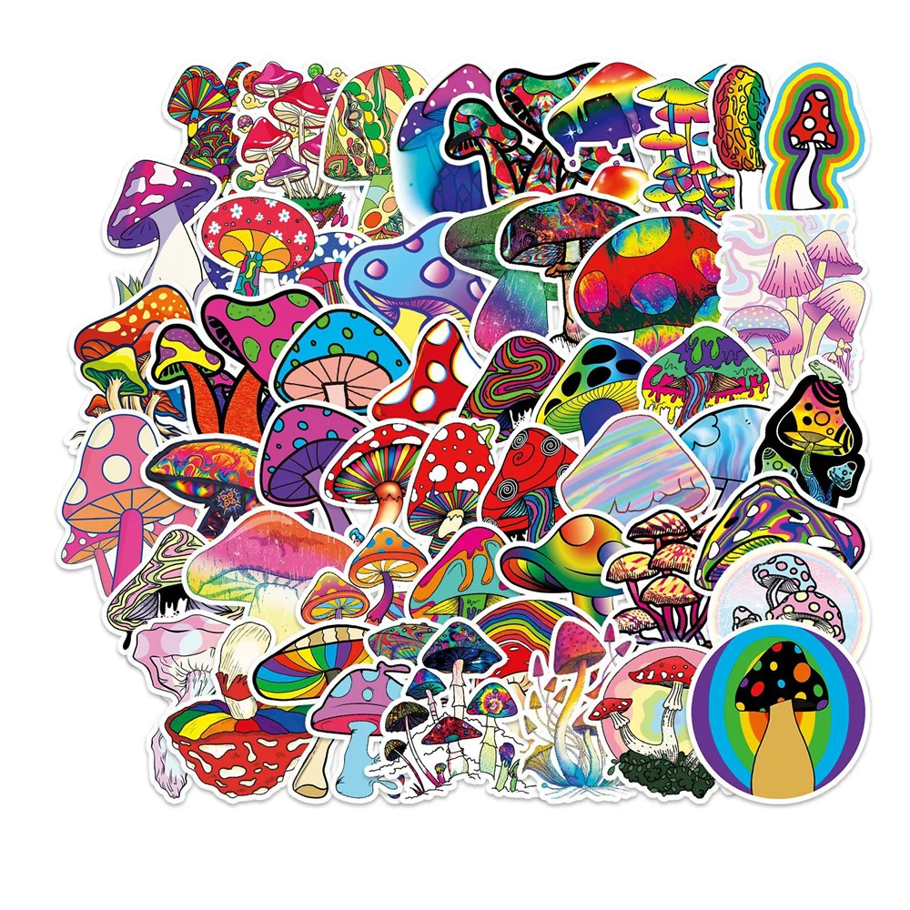 10/30/50PCS Cartoon Psychedelic Mushroom Graffiti Delicate Sticker Suitcase Skateboard Luggage Notebook Guitar Sticker Wholesale