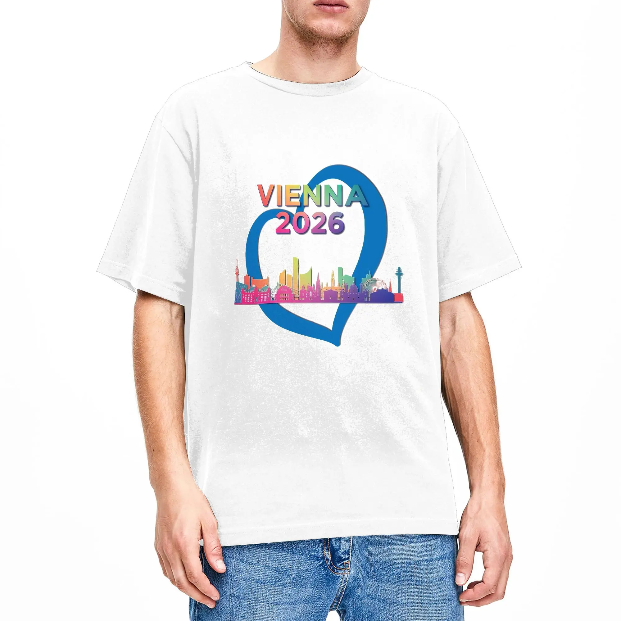 Eurovision Song Contest 2026  Cotton T-Shirt For Men Summer Host City Vienna Y2K T-Shirts Novelty Tees Plus Size Cheap Clothes