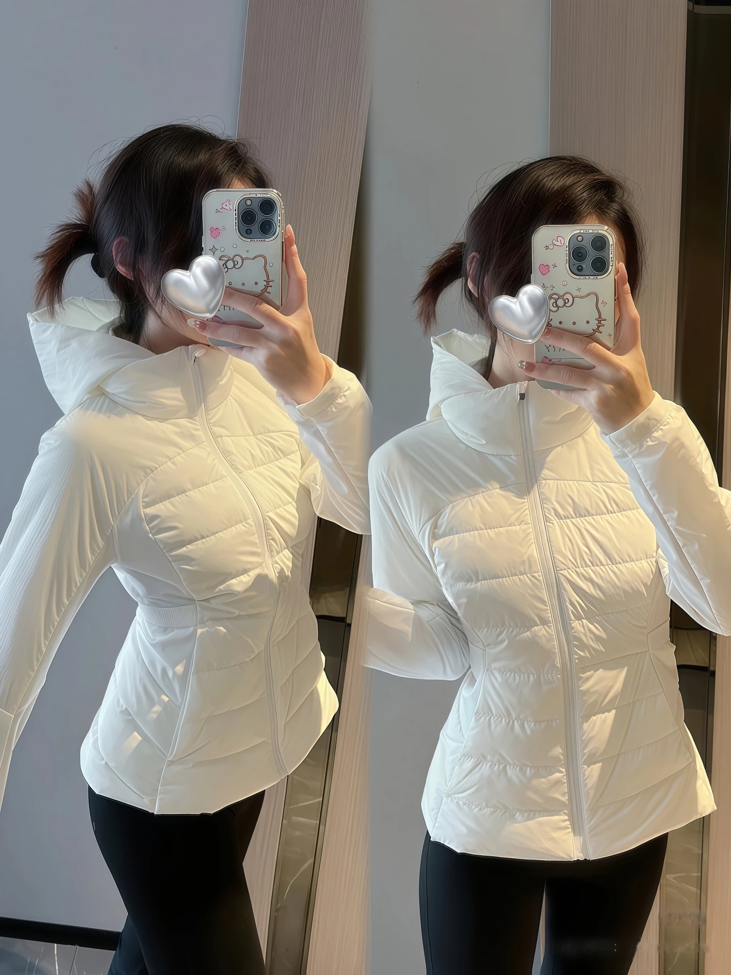 Slim Fit Com Capuz para baixo Jaet Feminino Or Sle Outdoor Yoga Fitn Leve Calor Fibra de Poliéster Branco Du Down