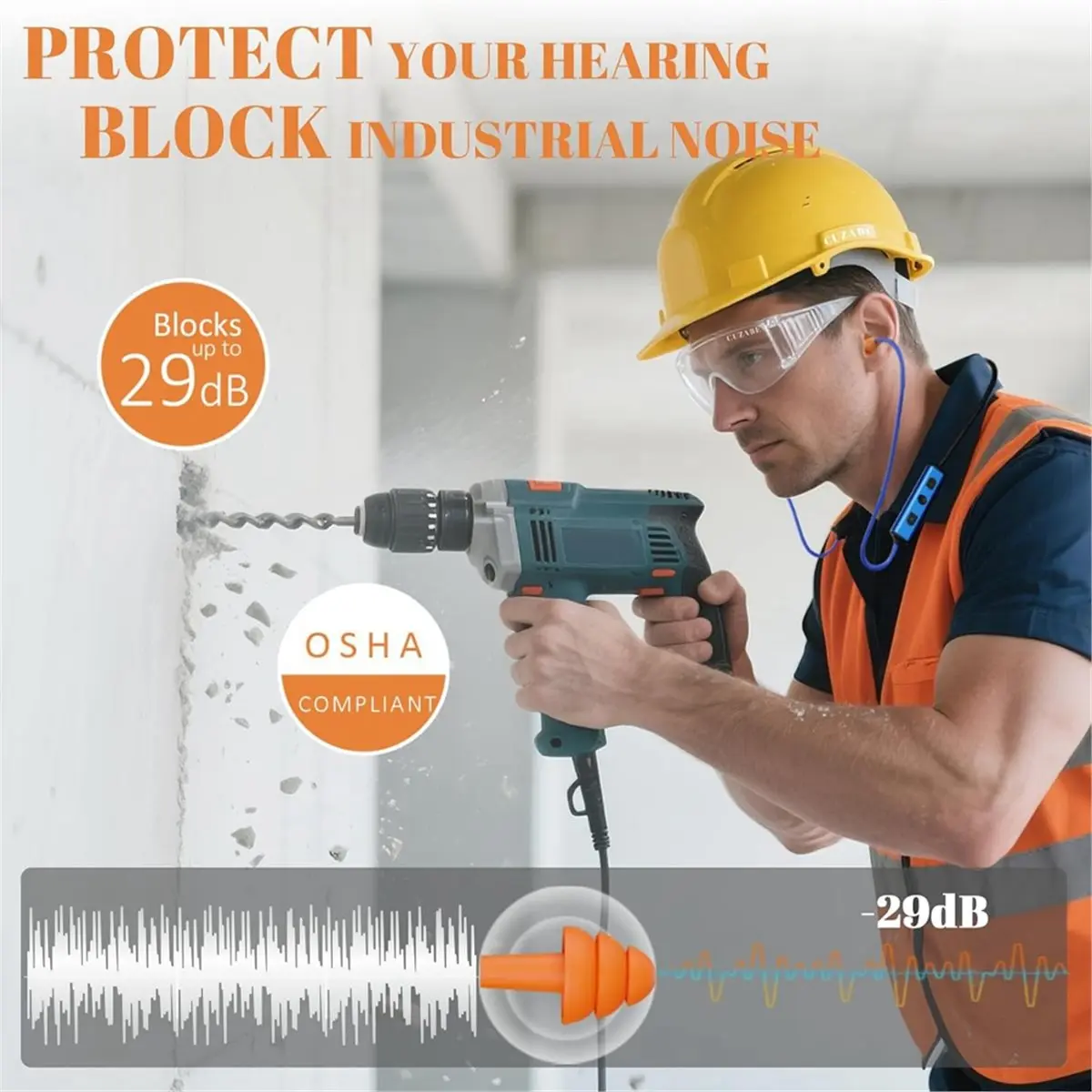 BAAQ Bluetooth Earplug Headphones, Neckband Wireless Earbuds with Replacement Ear Tips,Noise Cancelling Ear Plug Headphones