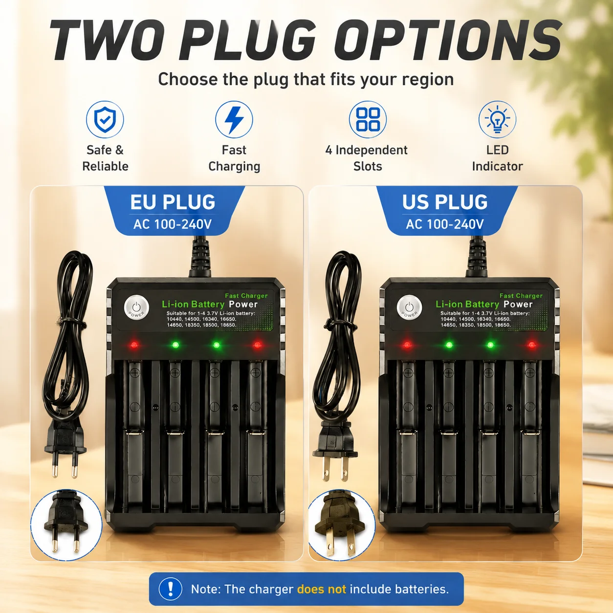 18650 Battery Charger AC 110V 220V Dual For 18650 Charging 3.7V 4.2V Rechargeable Lithium Battery Charger Replacement Accessory