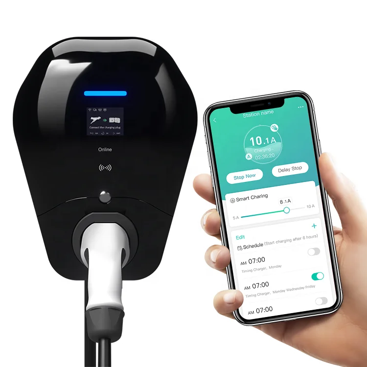 CE certificated Type 2 OCPP wallbox 7kw 22kW electric vehicle charging station EV AC charger with 4G WIFI mobile APP