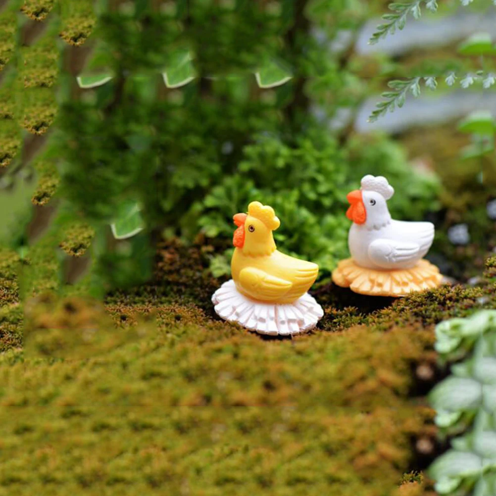 

12pcs Miniature Chicken Hen Craft nament PVC Garden Decor Micro L Party Home Accessories Mini Figurines