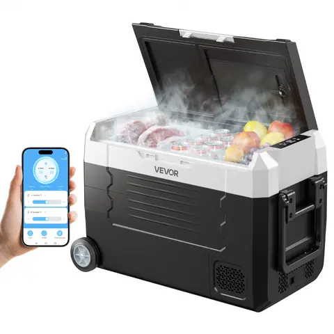SucceBuy 35L 45L 55L Car Refrigerator Compressor Electric Cooler, -4°F to 68°F Truck Refrigerator with APP Control Wheels & Dual
